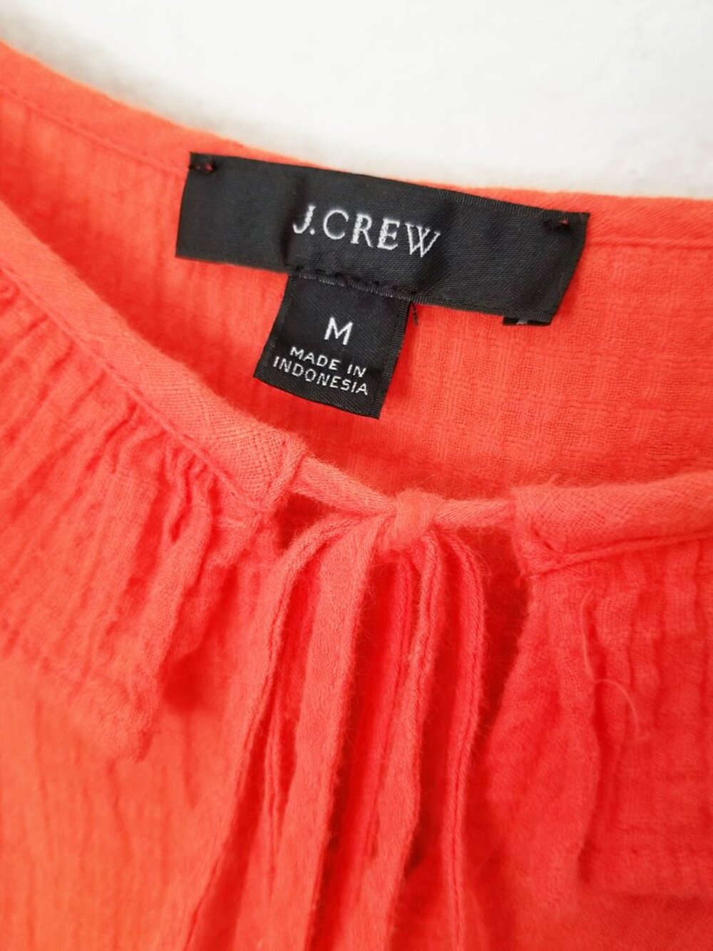 J. Crew Tiered Ruffle Maxi Dress M Crinkle Gauze 100% Cotton Red Orange $128 - Picture 9 of 16